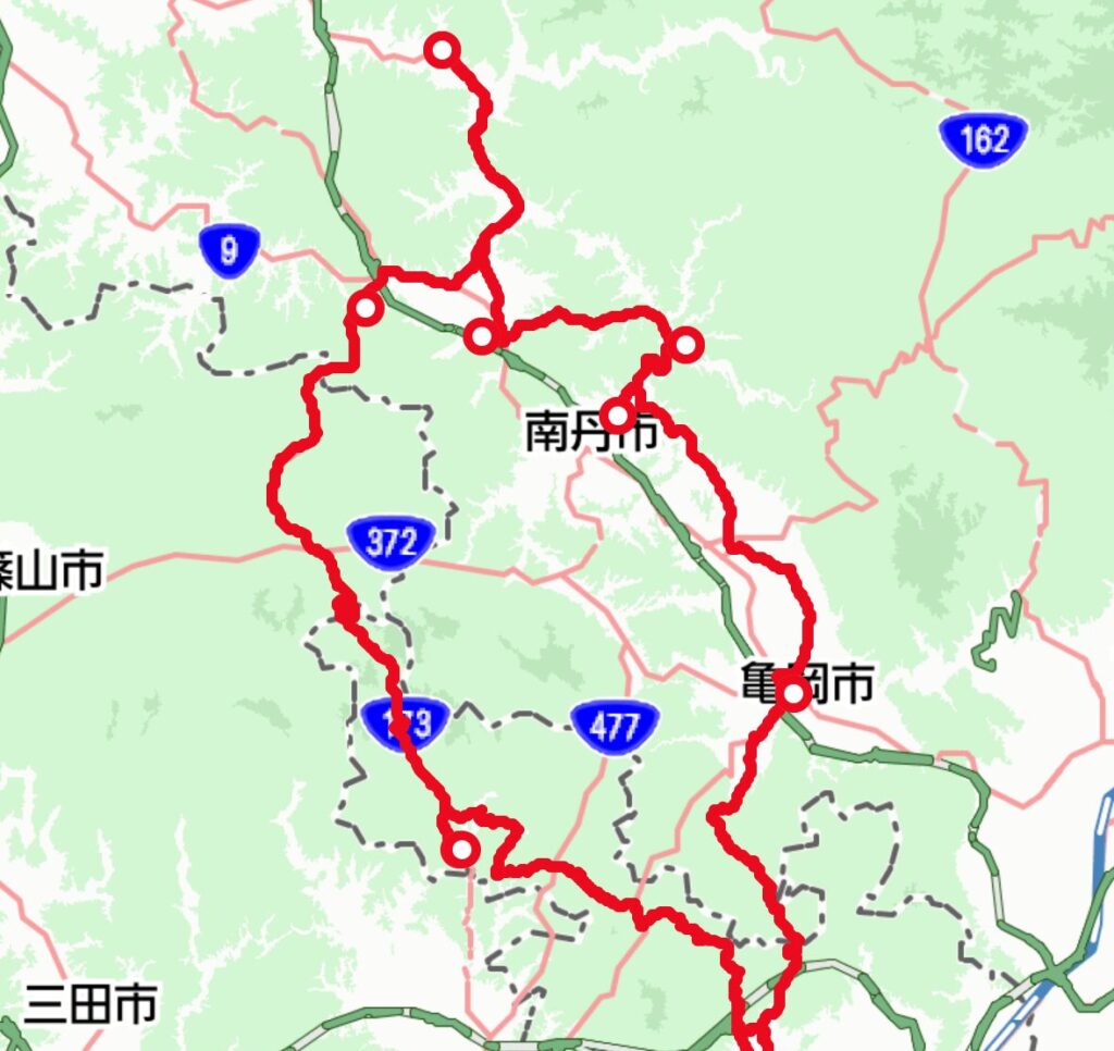 京都の道の駅を回ったルートマップ