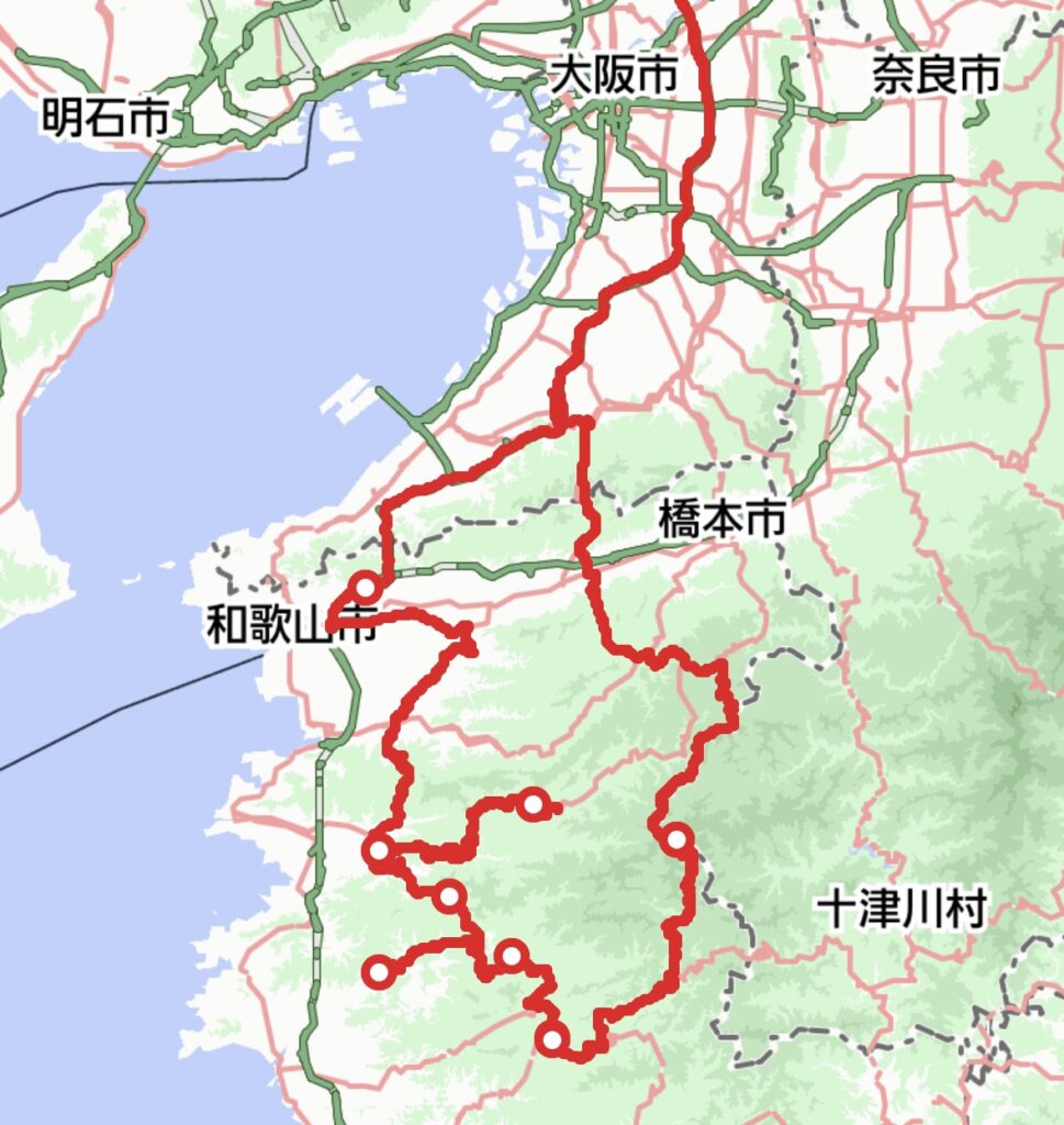 今回の道の駅巡りのルート