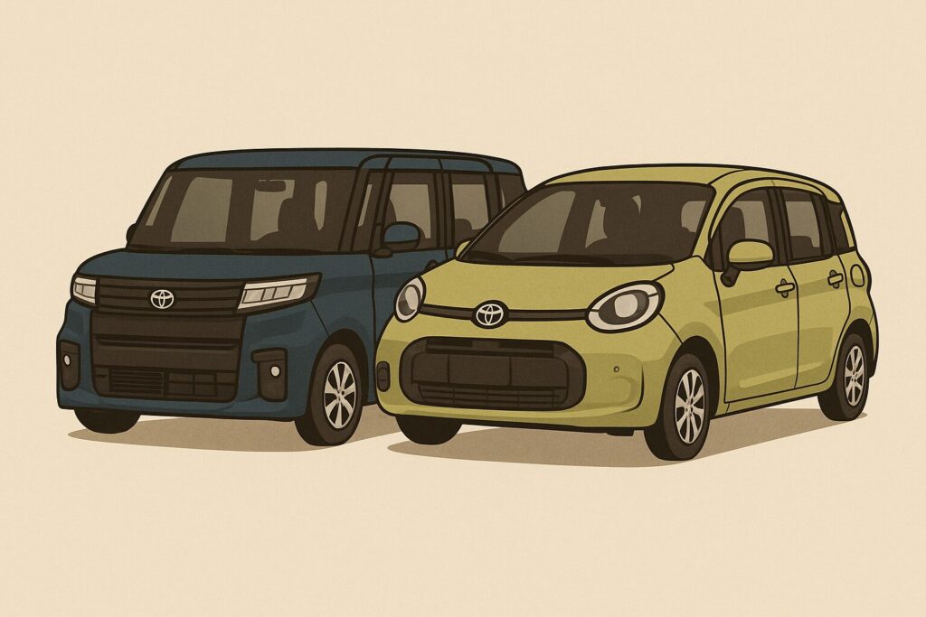 トヨタ・ルーミーとシエンタが並ぶイラスト 外観比較用
