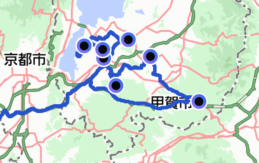 道の駅の巡ったルート