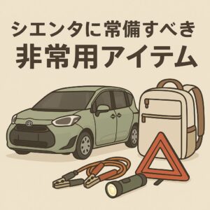 シエンタで備えておきたい非常用アイテムをイラストでわかりやすくまとめました。