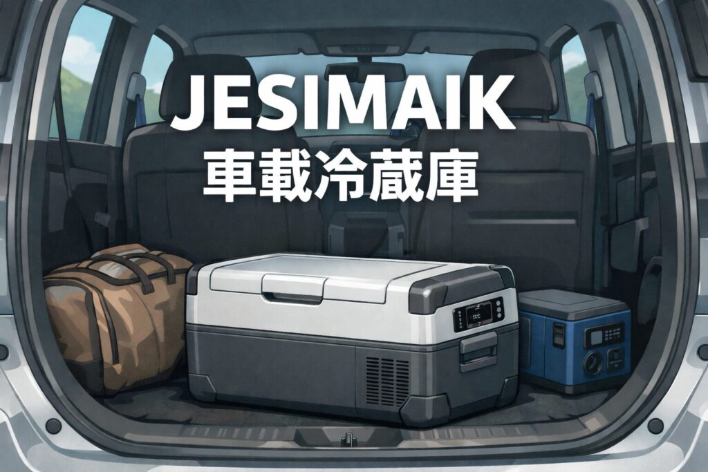 JESIMAIK車載冷蔵庫の実力を容量別に徹底検証。E20・E28・E45・E55の違いや冷却性能、サイズ感、電源計算まで具体的に解説します。
