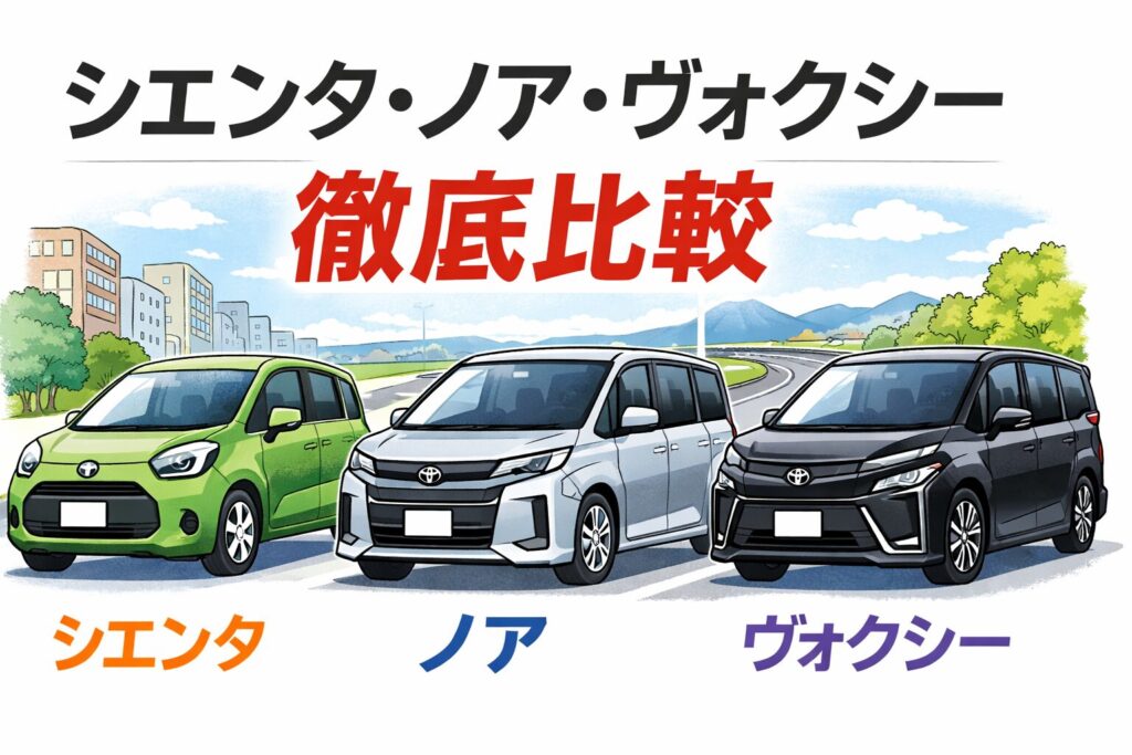 サイズ・価格・維持費を比較とシエンタ・ノア・ヴォクシー徹底比較