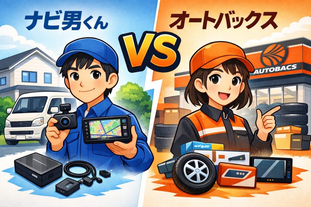 ナビ男くんとオートバックスの違いを比較