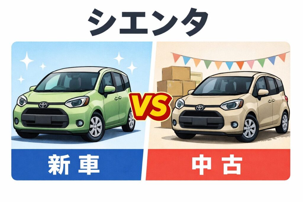 新車と中古の違いをイラストで比較。価格・選び方のポイントを分かりやすく解説します。