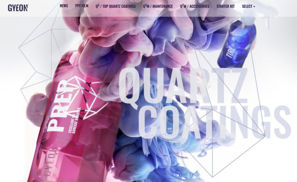 GYEONはベルギー発のカーケアブランドで、コーティング剤や洗車用品を展開しています。Quartz（クォーツ）シリーズは、ボディコーティングやカーケア用品を中心としたラインで、世界中の洗車・ディテーリングユーザーに使用されています。  